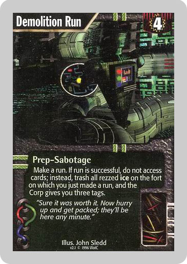 Old Demolition Run Card